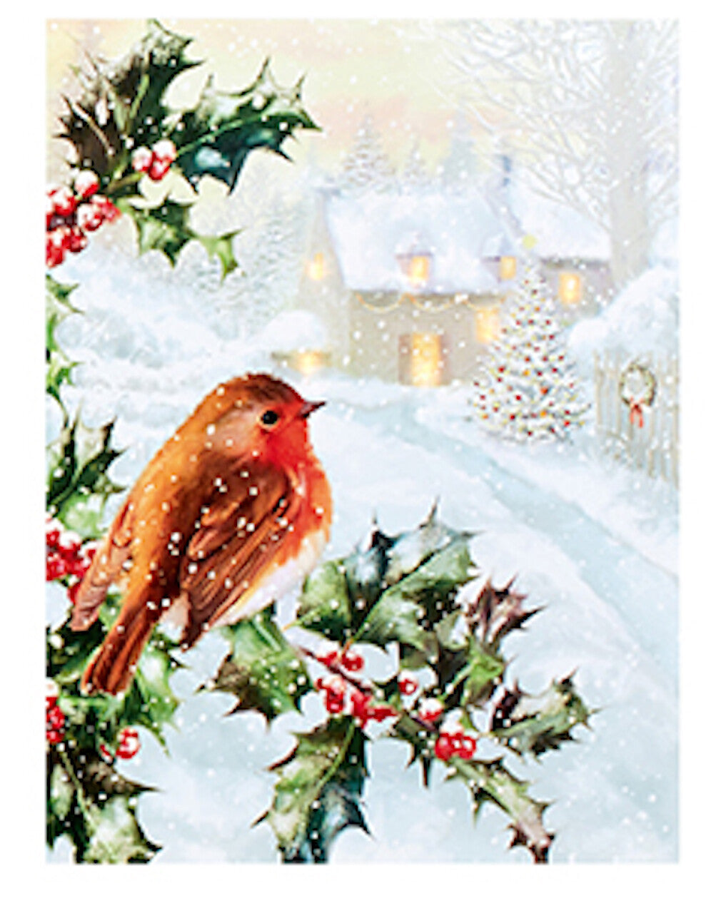 Choice of 3 Designs LED Light Up Snowy Christmas Picture Canvas Robin 40x30cm