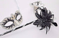 PAIR OF COUPLES BLACK & SILVER VENETIAN MASQUERADE PARTY EYE BALL SWAN MASKS