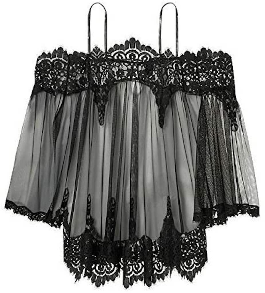 Womens Black Lace Loose Fitting Beach Bikini Cover Up Top Blouse Free Size 8-14