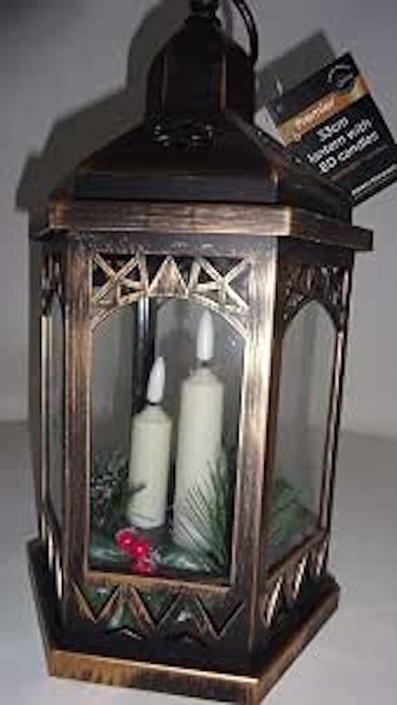 Rustic White or Bronze Hexagonal Lantern LED Flickering Lights 3 Candles 33cm