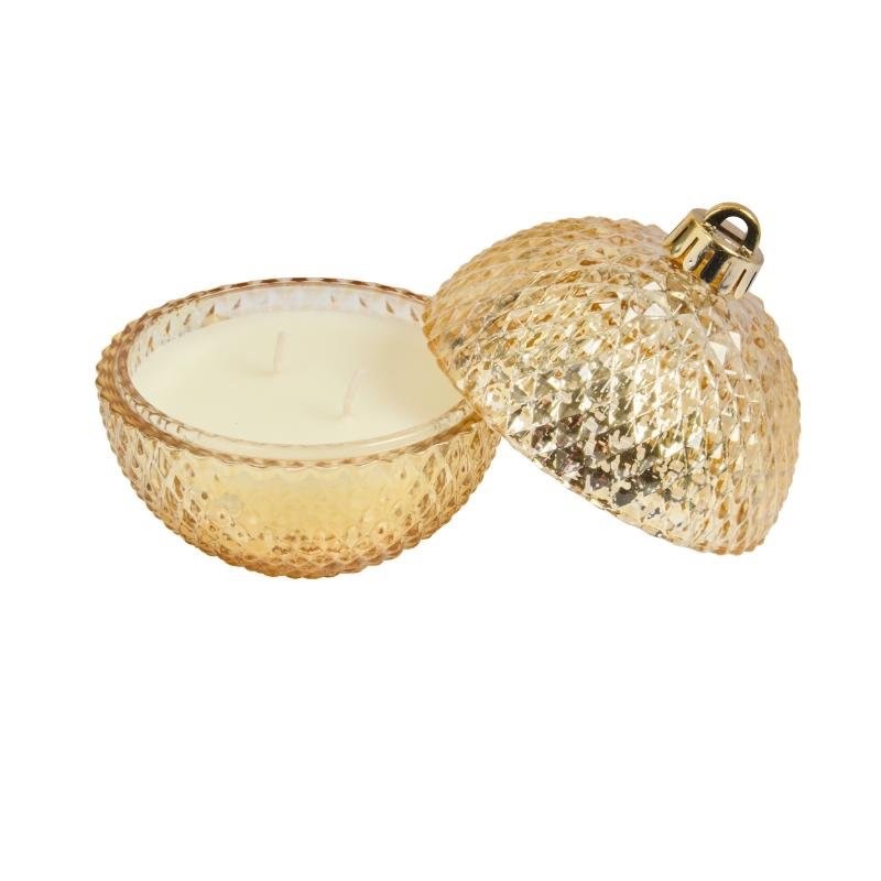 Christmas Bauble Design Vanilla Bourbon Candle  13cm Tall 15 Hour Burn Time