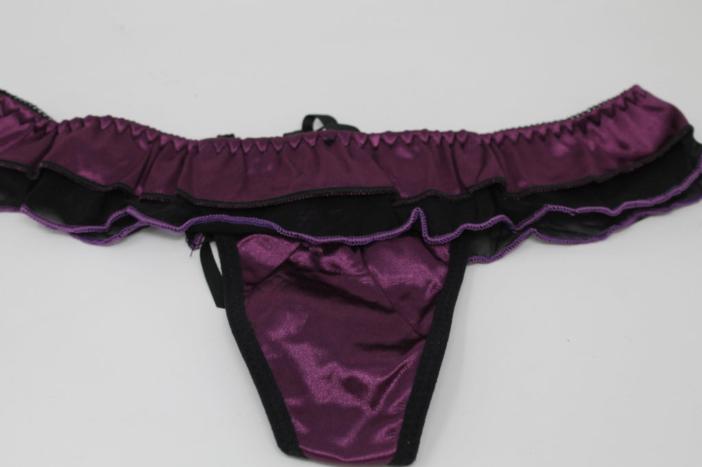 Choice 2 Colours Beautiful Ladies Panties Briefs Thong Satin & Sheer Fabric 8-12