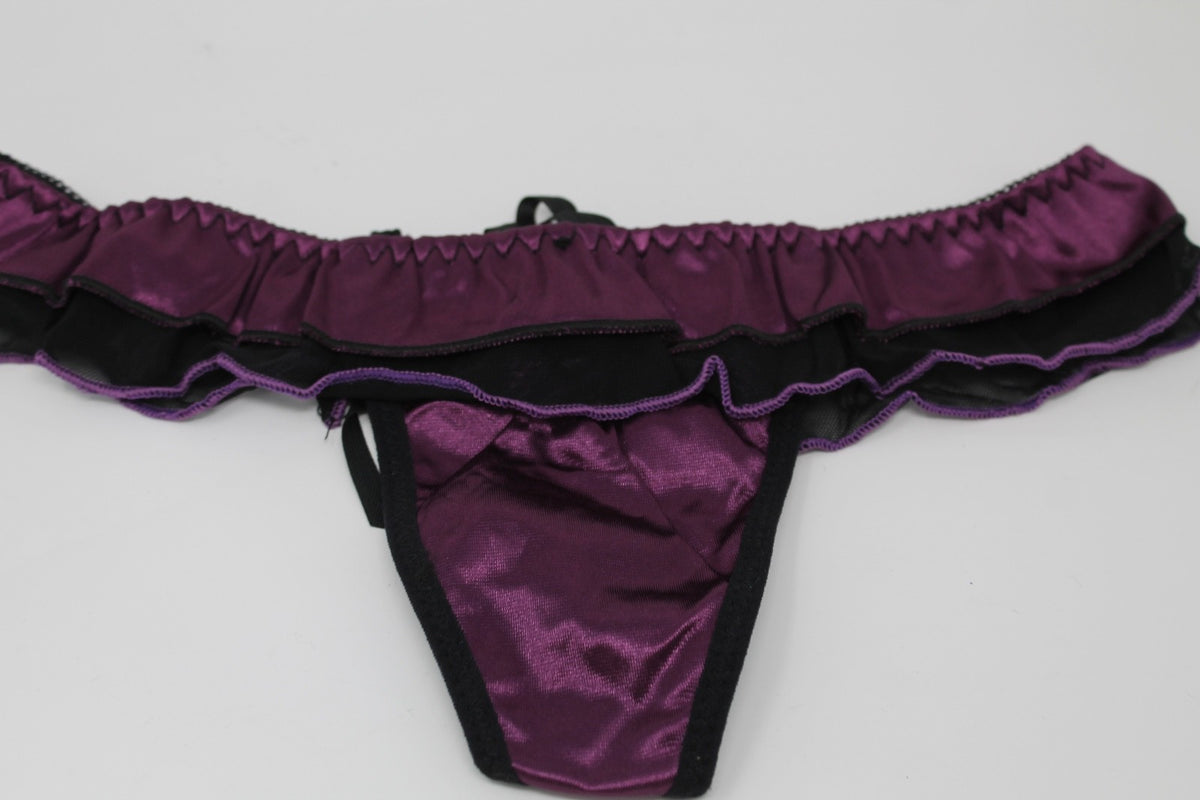 Choice 2 Colours Beautiful Ladies Panties Briefs Thong Satin & Sheer Fabric 8-12
