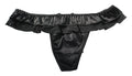 Black Satin & Sheer Fabric Ladies Lingerie Panties Briefs String Thong Knickers