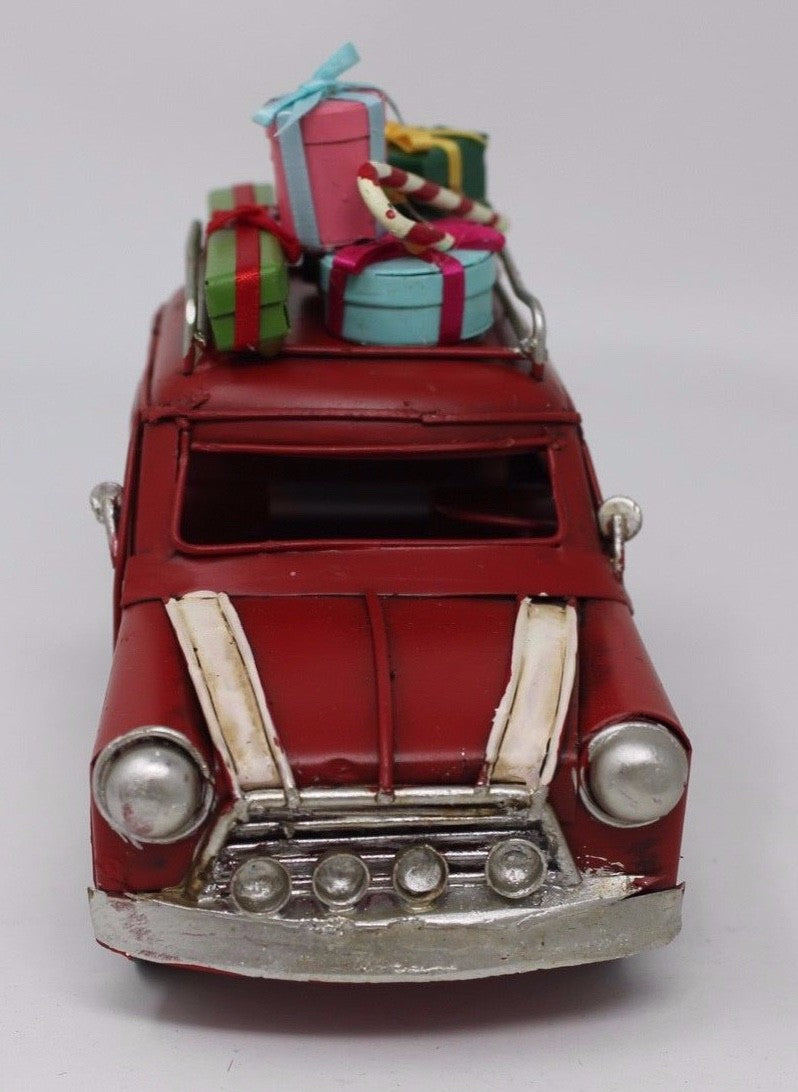 Retro Vintage Rustic Christmas Tin Mini Car with Christmas Presents 16cm Long