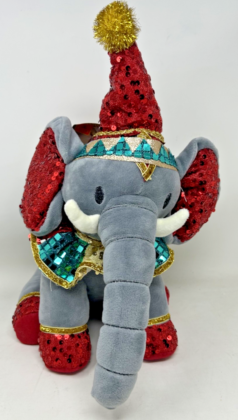 Christmas Cuddly Plush Sitting Circus Hefferlump Elephant Weighted Base 40cm