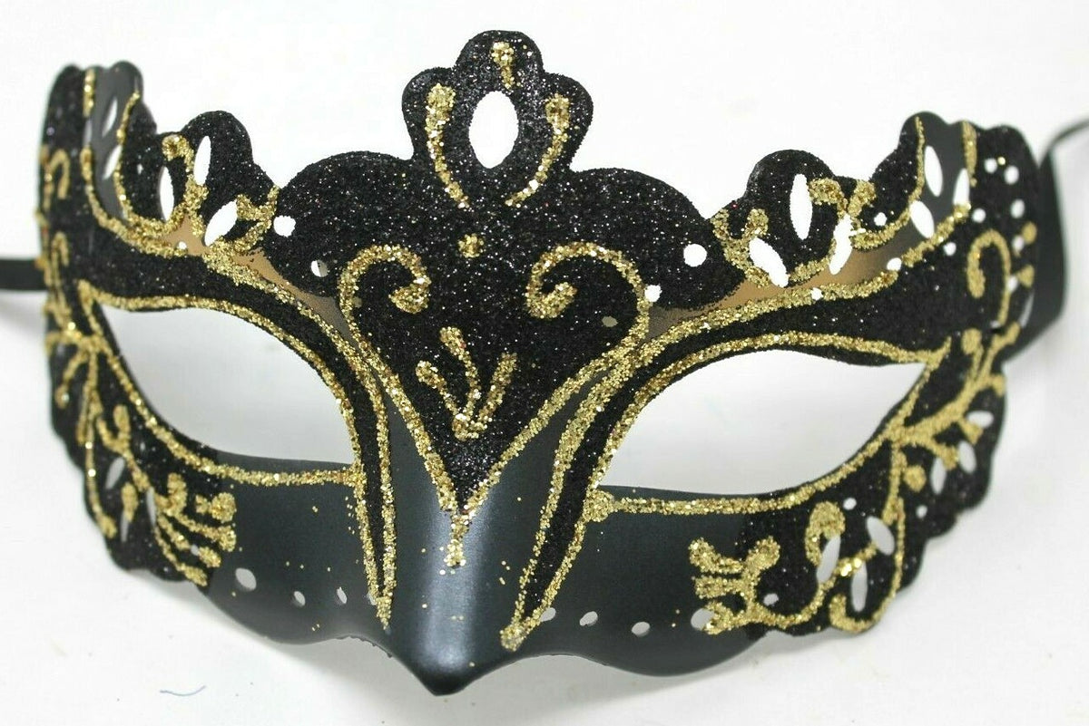 GOLD & BLACK RIALTO VENETIAN MASQUERADE PARTY CARNIVAL EYE PROM BALL  FACE MASK