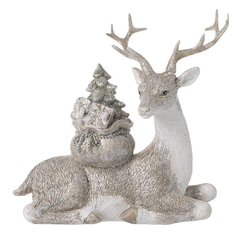 Large Stag with Sack of Christmas Presents Gifts Figurine Ornament 16.5cm Tall