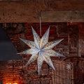 Christmas Festive 20 Cool White LED Light Up Origami Cardboard Silver Star 50cm