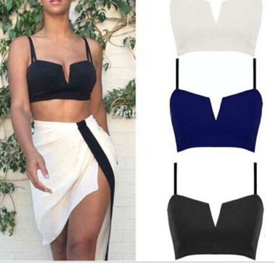 Choice of 3 Colours Summer Beach Wear Crop Cropped Top Zip Back 12-14