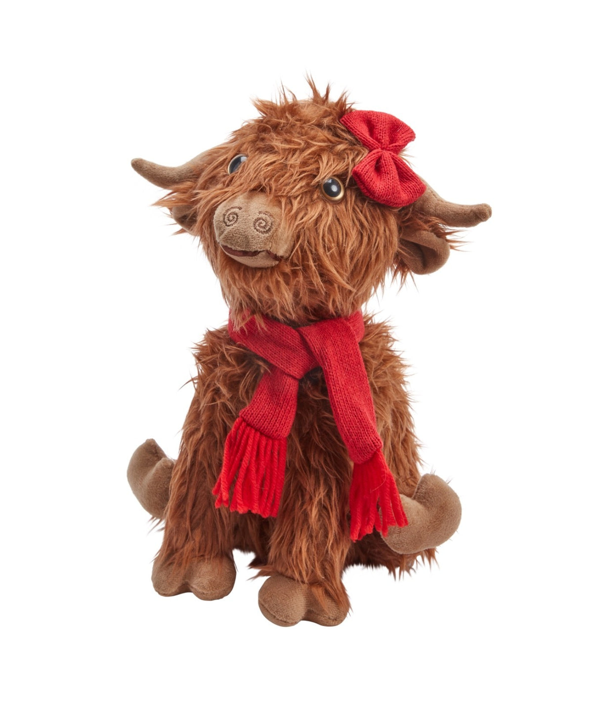 Cute Very Soft Cuddly Hairy Hattie Highland Cow Plush Fabric Weighted Base 28cm