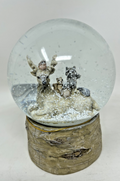 Festive Stag Woodland Animals Snow Globe Bark Effect Base 13cm Forest Friends