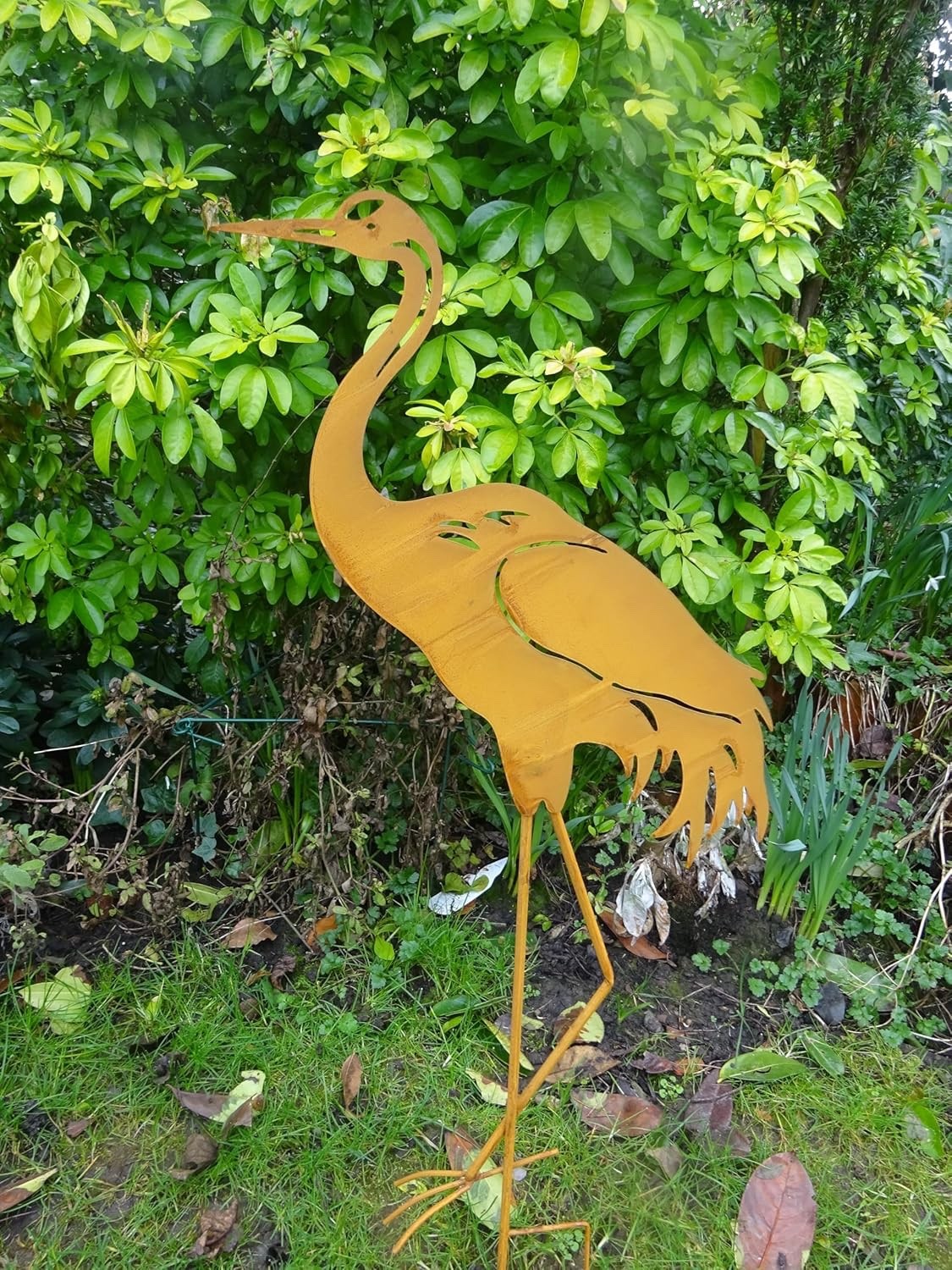 Rusty Metal Heron Garden Ornament, 82cm