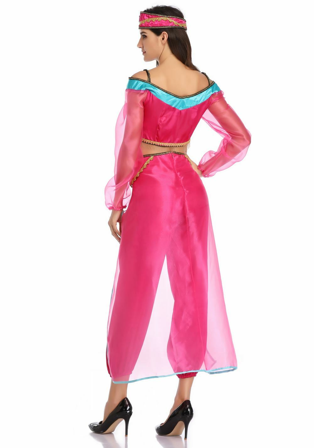 3 PIECE BELLY DANCER BOLLYWOOD JASMINE GENIE ARABIAN PRINCESS COSTUME SIZE 10