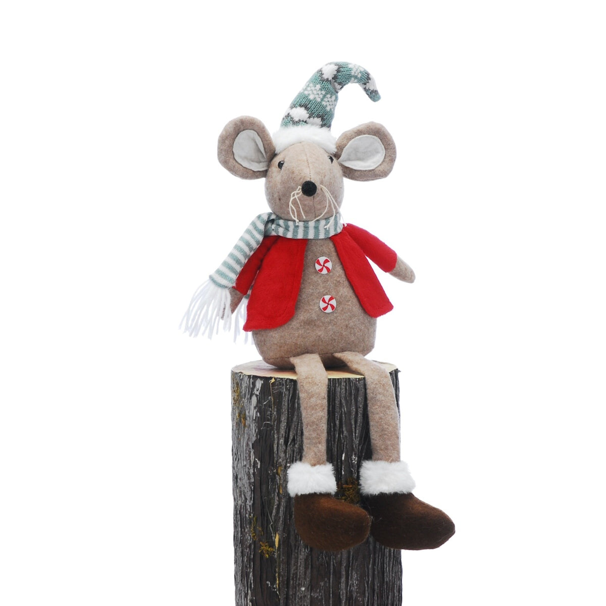 Festive Dangly Legs Plush Mouse with Red Jacket Long Hat & Scarf 54cm Long