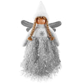 Fairy Angel Christmas Tree Topper 33cm Shiny Wings Hat & Plaits White & Grey