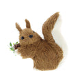 Freestanding Brown Bristle Squirrel Ornament Figurine Holding Fir Cone 14cm Tall