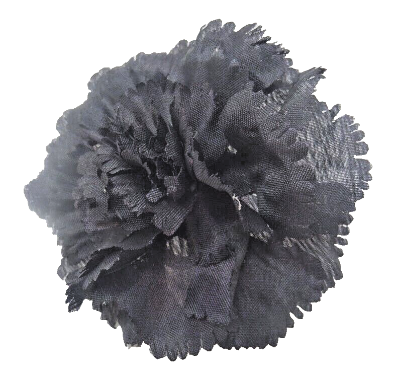 Black Hair Fascinator Flower Serrated Petals on Pony Tail Elastic Ideal Funeral