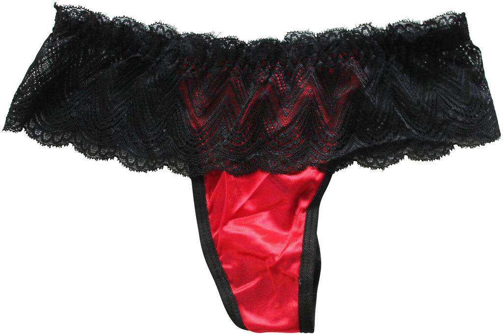Choice of 4 Colours Beautiful Ladies Panties Briefs Thong Satin & Deep Lace 8-10