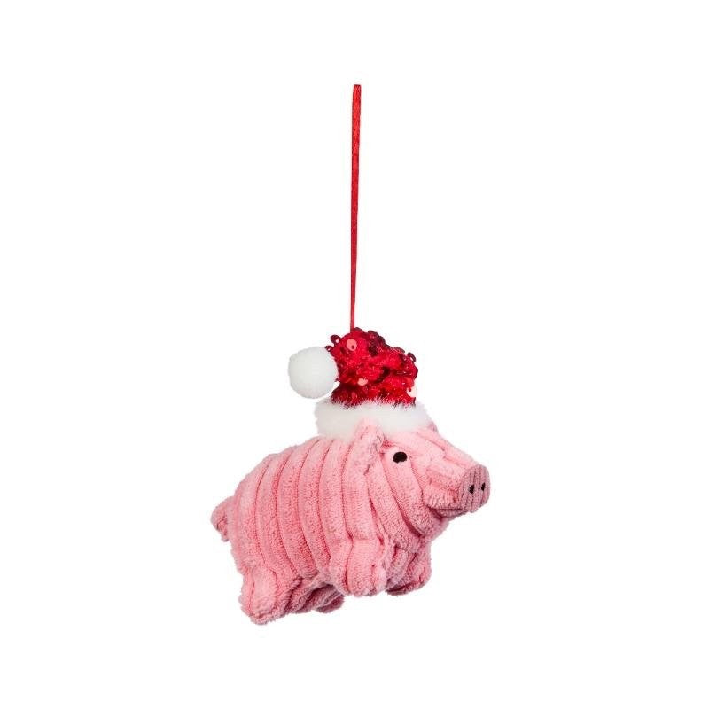 Cute Very Soft Polly Pig Plush Fabric Christmas Decoration Hanging Pendant 14cm