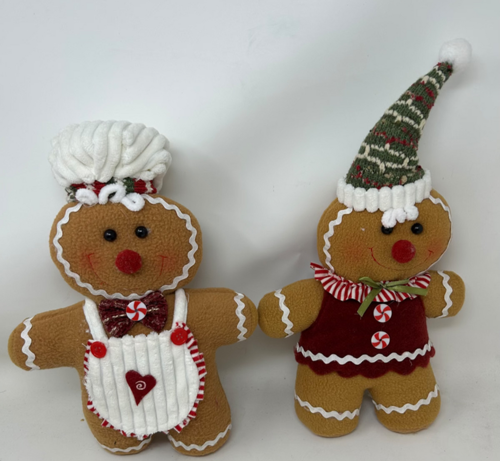 Choice 2 Designs Male or Female Gingerbread People with Weighted Feet SoftPlush
