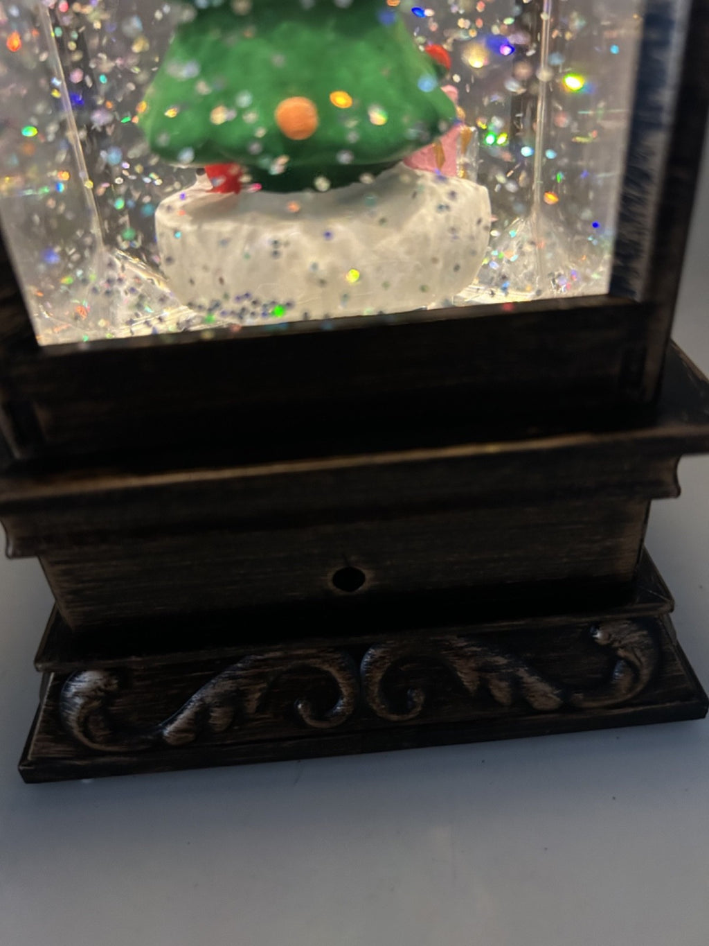 Christmas Metal LED Water Spinner Glitter Snow Globe Lantern Santa Gonk 29cm