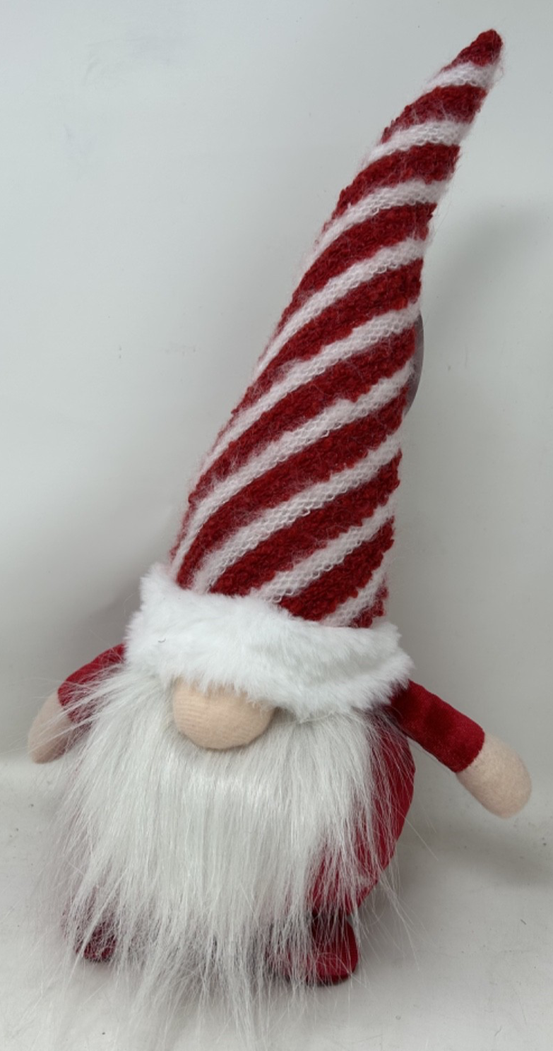 Cute Christmas Red & White Stripe Hat Gonk Nordic Gnome 34cm Tall Weighted Base