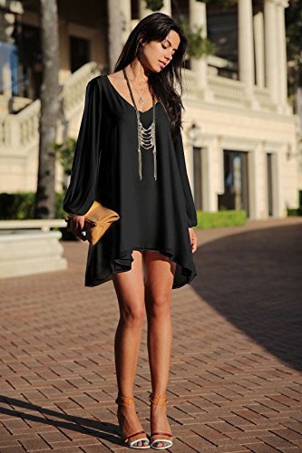 Ladies Stylish Black Chiffon Layered Loose Dress Open Sleeves One Size 10-14