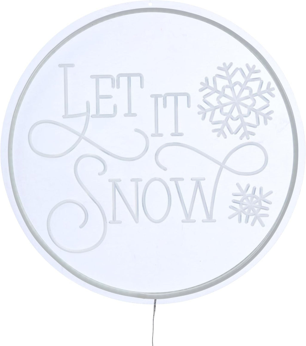 40cm Neonesque White Neon 'Let it Snow' Message Sign USB Freestanding or Hanging