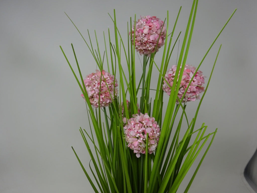 Choice of Artificial Faux Flowers Pom Pomettes 30cm Tall Hessian Base Bouquet