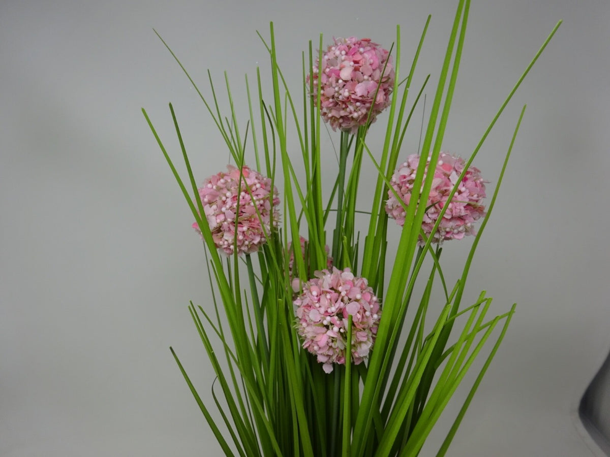 Choice of Artificial Faux Flowers Pom Pomettes 30cm Tall Hessian Base Bouquet