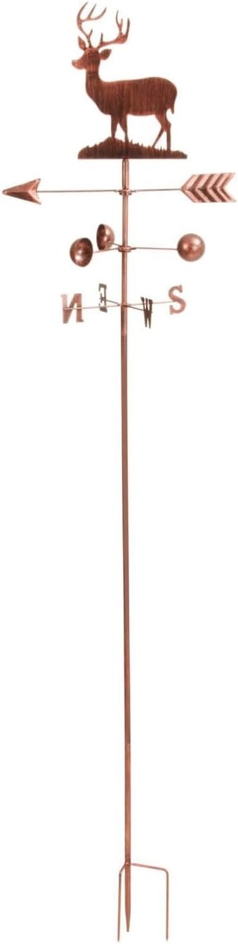 Rustic Brushed Copper Metal Stag Deer Wind Mobile Vane 170cm Tall x 38cm Wide