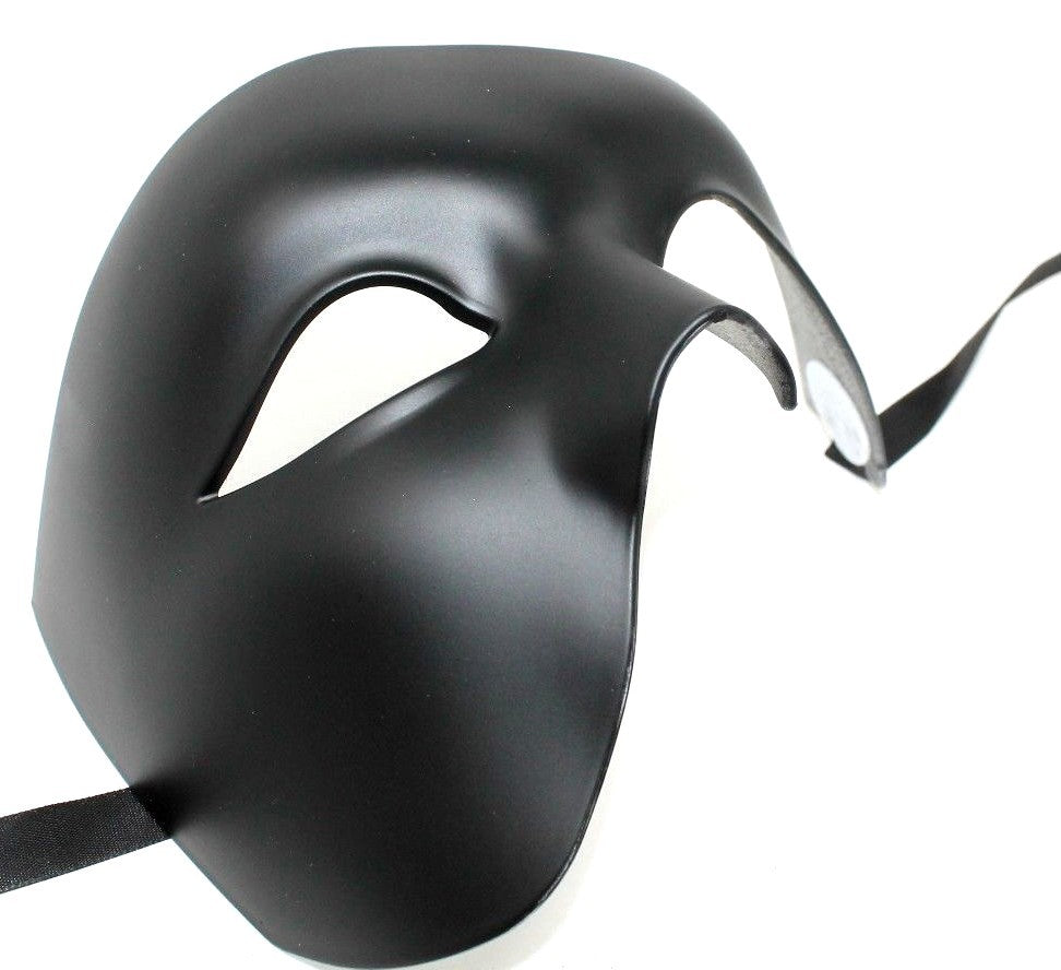 TOP QUALITY BLACK HALF FACE PHANTOM Venetian Masquerade Party Theatrical Mask