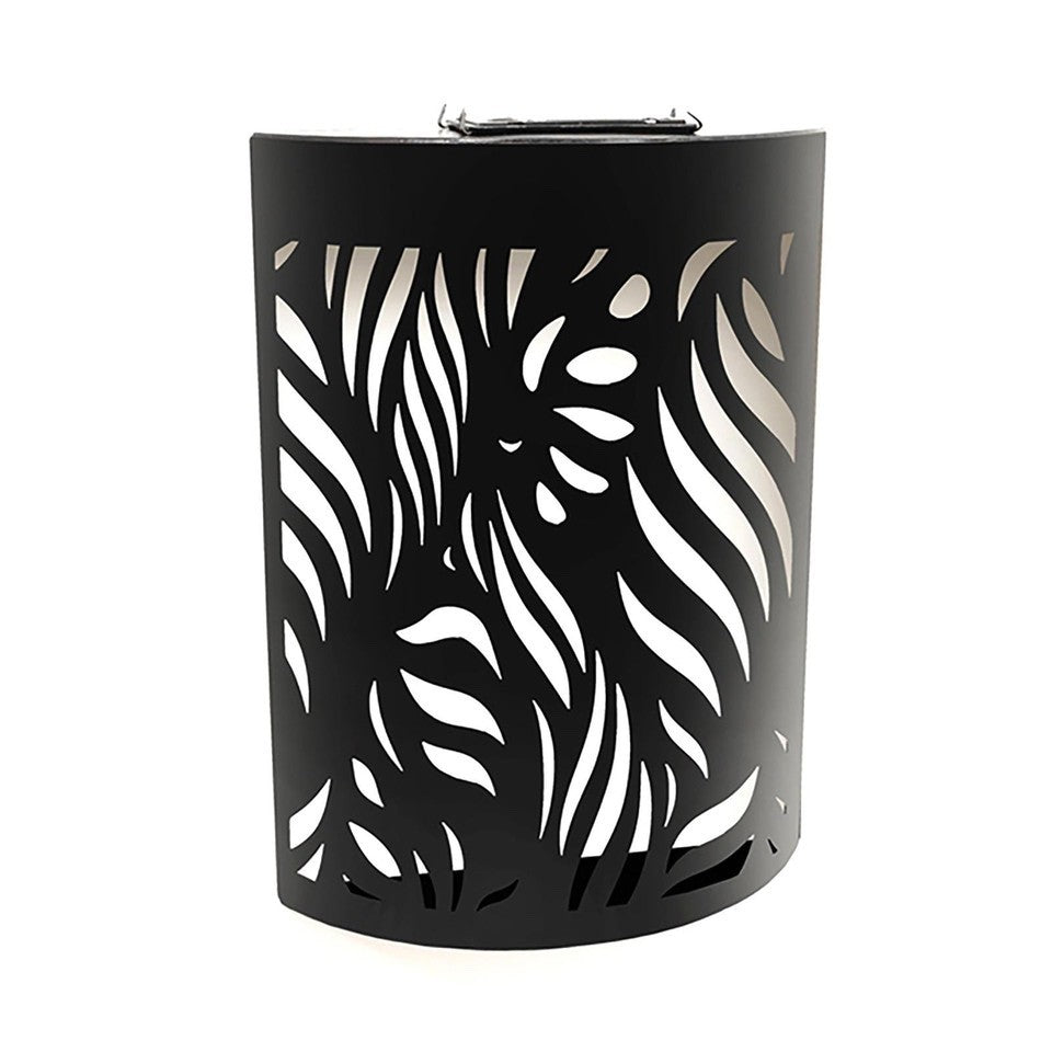 Black Metal Curved Leaf Design Garden Solar Wall Panel - Outdoor Wall Light 25cm