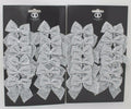24 x Small Artificial Silver Glitter Tinsel Bows Christmas Decoration 6cm x 7cm