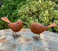2 x Rusty Metal British Birds Robins Approx 15cm Long Garden Decoration Figures