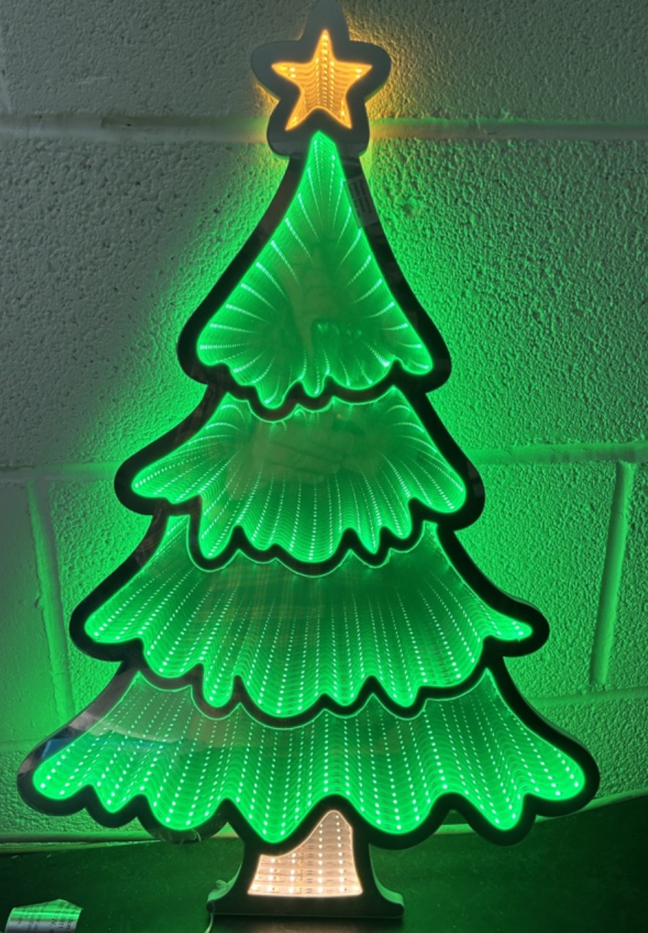 Christmas Tree Infinity Effect 3D LEDs Light 60cm Tall Freestanding Double Sided