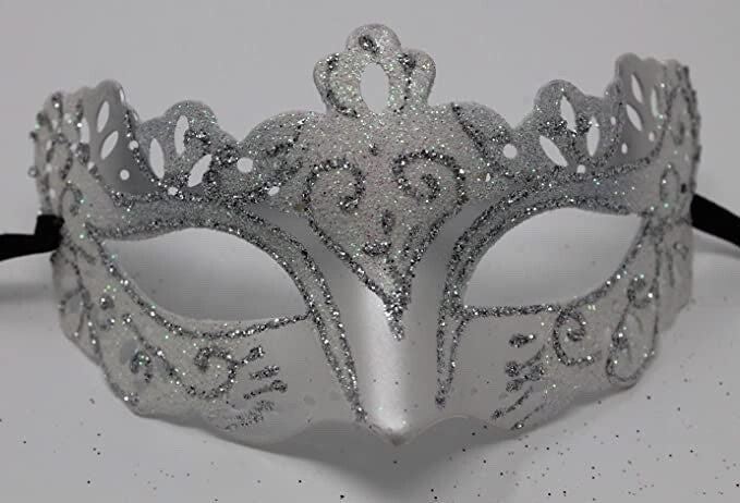 QUALITY RIALTO WHITE SILVER MALE/FEMALE VENETIAN MASQUERADE PARTY BALL EYE MASK