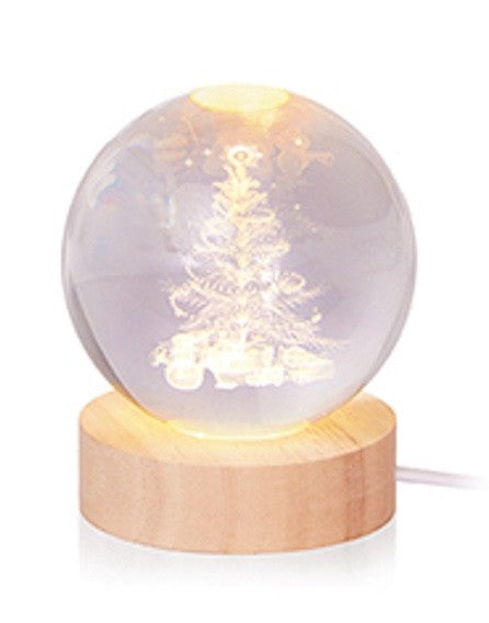 3D Etched Globe Christmas Tree or Reindeer Warm White LED 10cm High