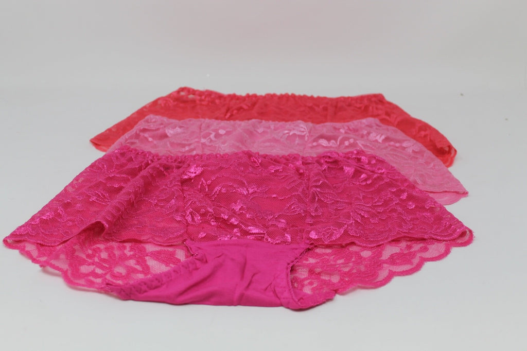 3 Pairs Pink Purple Watermelon Lace Baby Pink Knickers Panties Briefs Size 8-12
