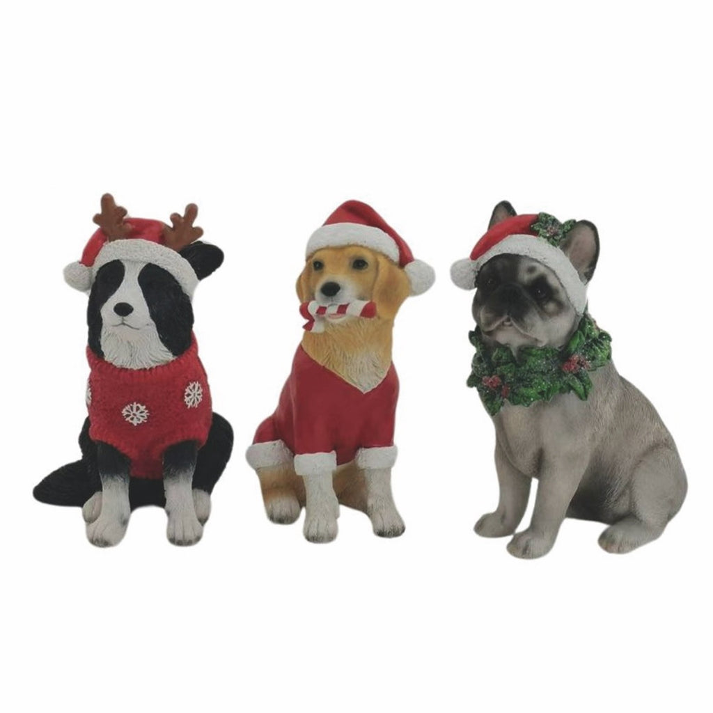 Choice of 3 Christmas Dogs French Bulldog, Border Collie or Beagle 15cm Tall