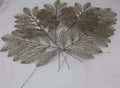 6 x Artificial Champagne Glitter Leaves Christmas Decoration Wreath 32cm Long