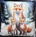 Large Winter Fox Family Christmas Festive LED Light Up Cushion & Insert 45cm