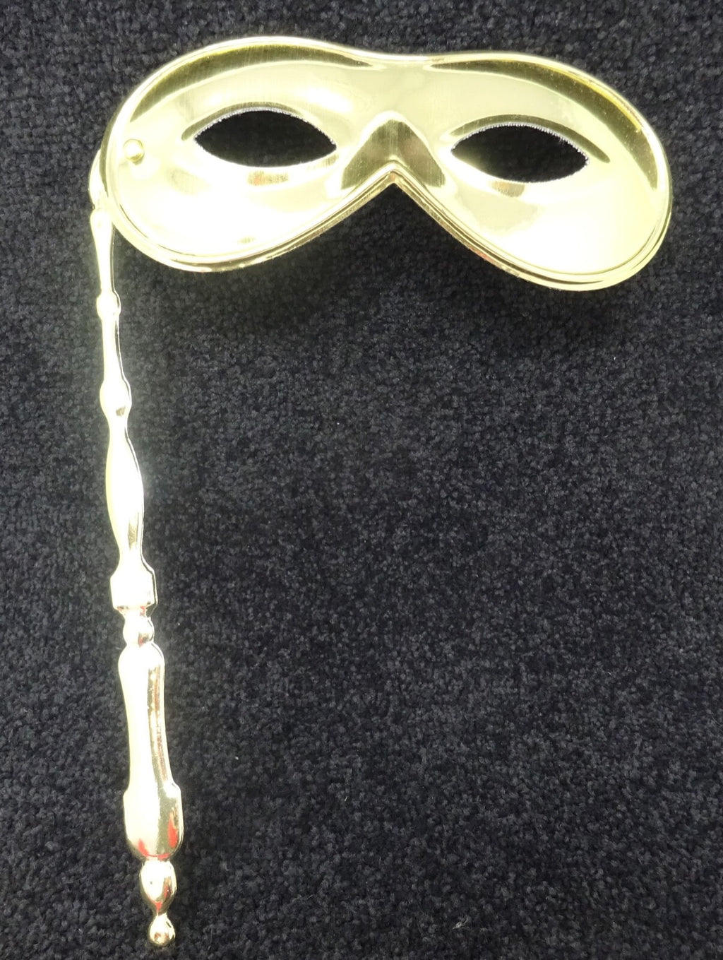 LADIES OR MENS GOLD VENETIAN MASQUERADE BALL MASK HAND HELD ON STICK POCKET SIZE