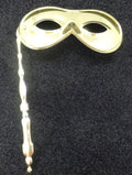 LADIES OR MENS GOLD VENETIAN MASQUERADE BALL MASK HAND HELD ON STICK POCKET SIZE