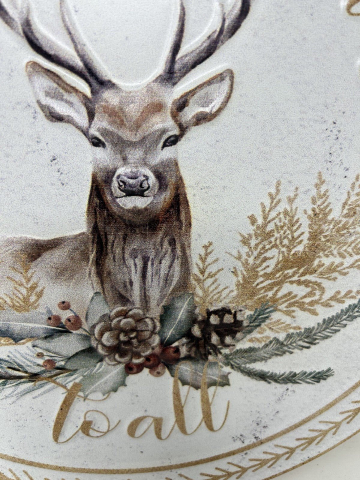 Merry Christmas to All Large Hanging Metal Sign 50cm Dia Stag Festive Decoration