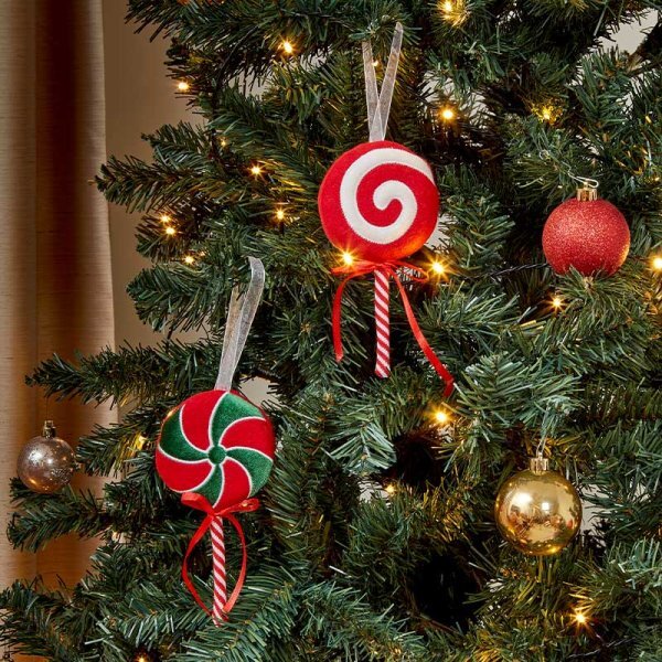 Choice of 2 Designs Christmas Tree Hanging Decoration Lollipop Candy 18cm Tall