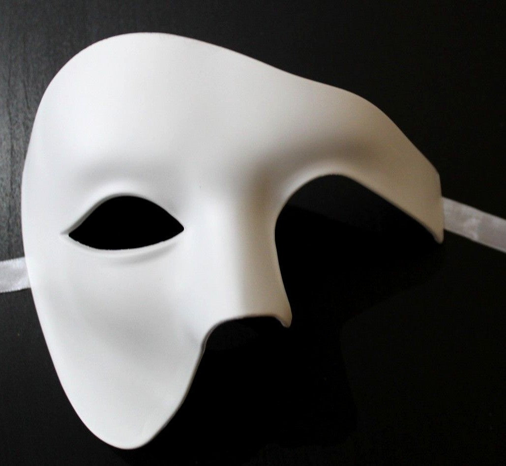 TOP QUALITY WHITE HALF FACE PHANTOM Venetian Masquerade Party Theatrical Mask