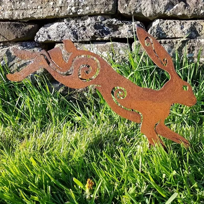 Core-Ten Rusty Hare Garden Ornament Figurine Approx 30cm Long 15cm Tall