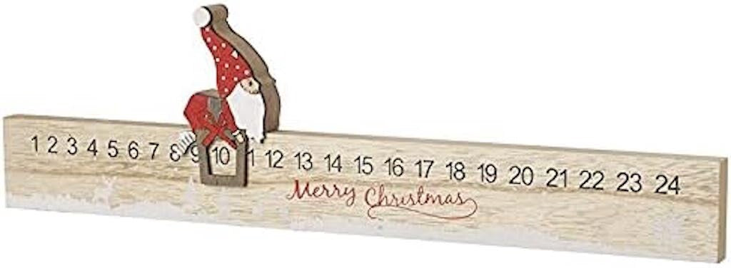 Wooden Merry Christmas Childrens Advent Daily Countdown Calendar Santa 40cm Long